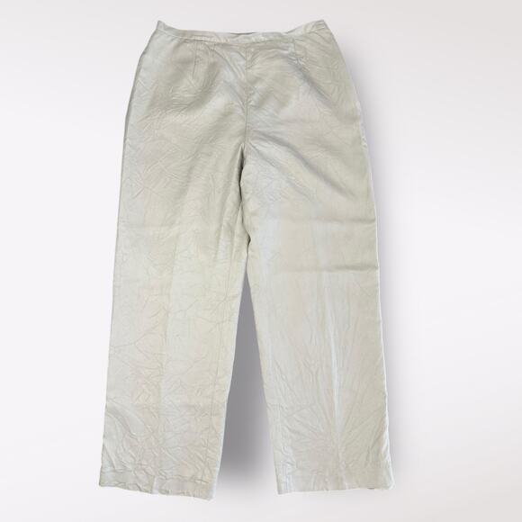 Talbots 100% Pure Silk‎ Sage Green Straight Leg Dress Pants Size 14 Business - Picture 1 of 7